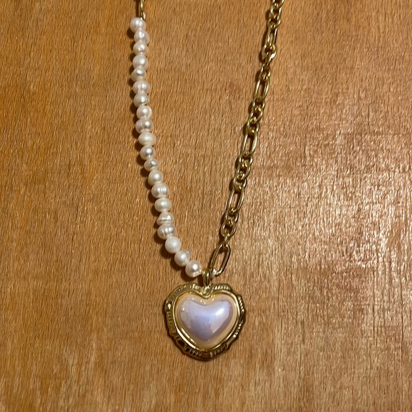 Pearl heart gold necklace - Picture 1 of 4